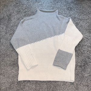 White and Gray sweater with abstract pattern